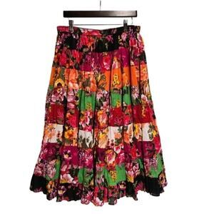 Soft Surroundings Full Multi Print Floral Tiered Peasant Maxi Skirt - Size LP